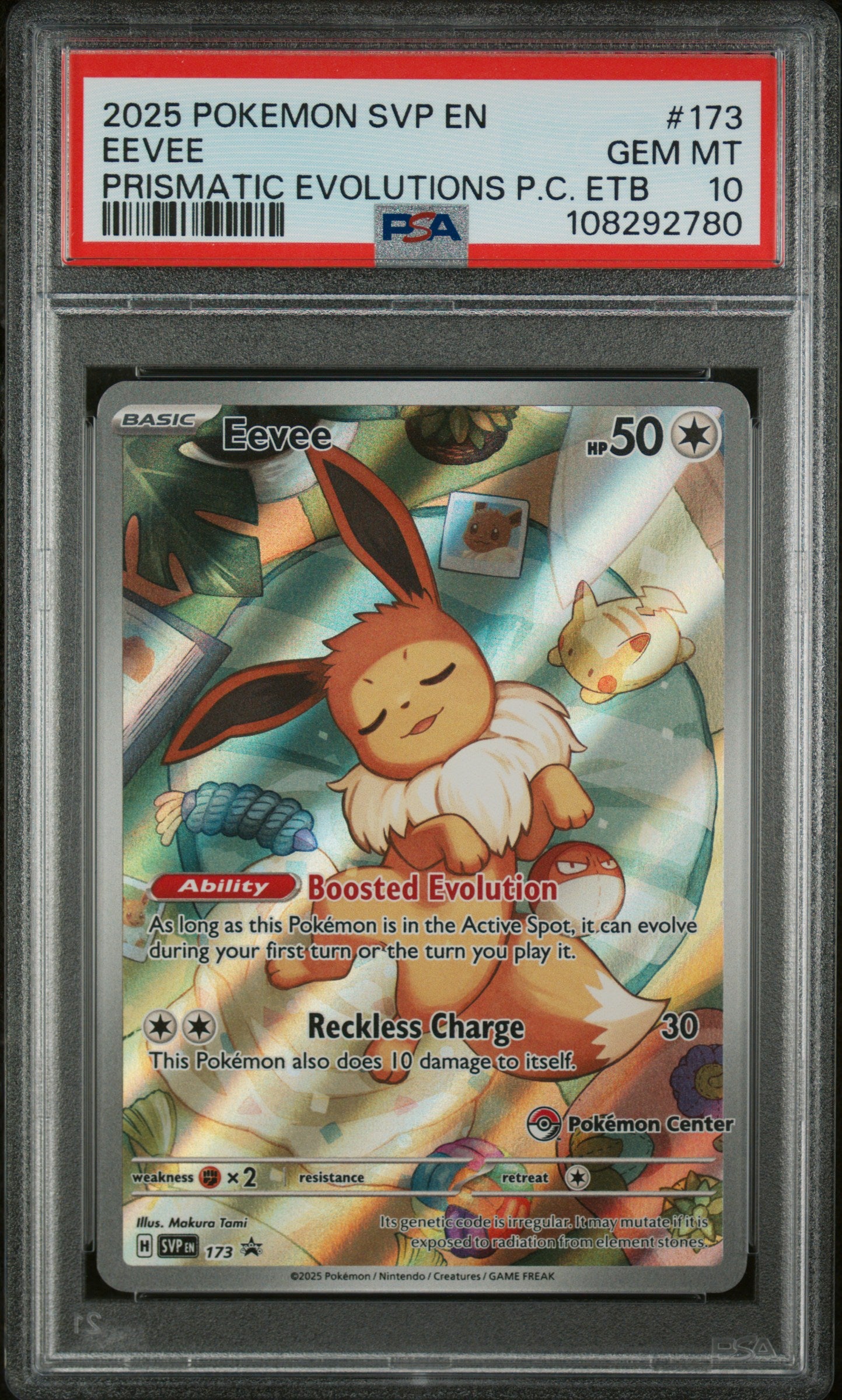 Win PSA 10 - MINT - 025 POKEMON SVP EN-SV BLACK STAR PROMO #173 EEVEE PRISMATIC EVOLUTIONS P.C. ETB